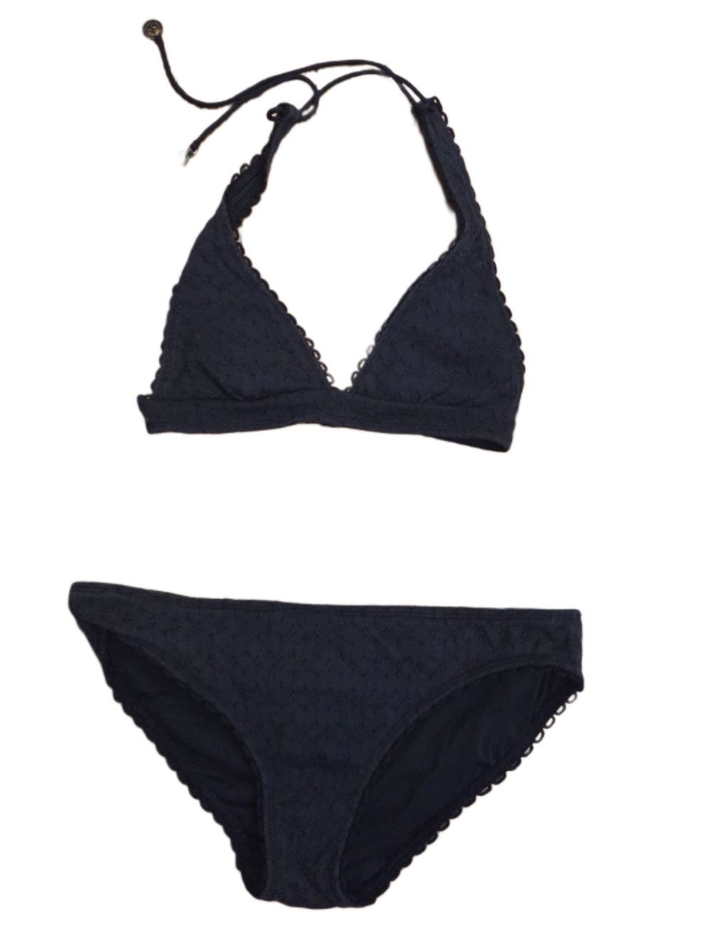 Juicy Couture Navy Blue Crochet Triangle Bikini Set